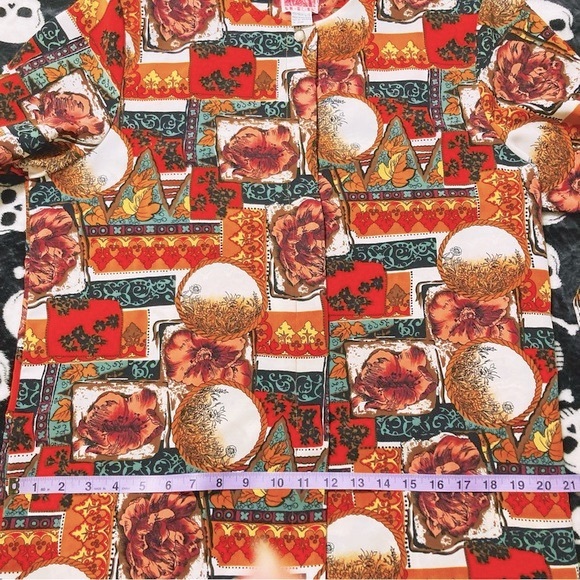 HER Vintage floral print button-down shirt ~ Autumn whimsigoth LARGE XL blouse - Picture 8 of 14